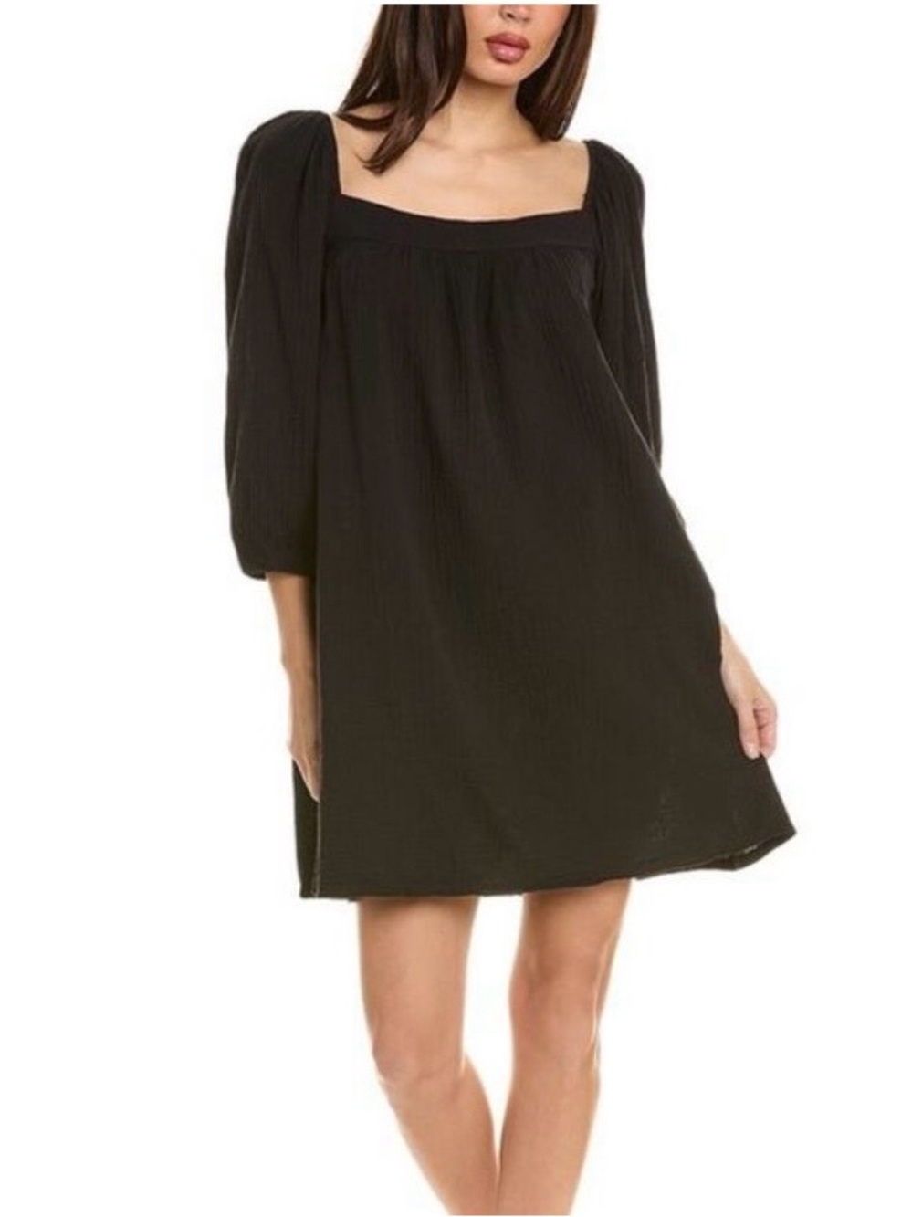 Nation LTD Carter Dress Black Gauze Square Neck Mini